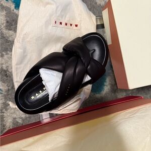 Marni Women's Black Leather Sandals